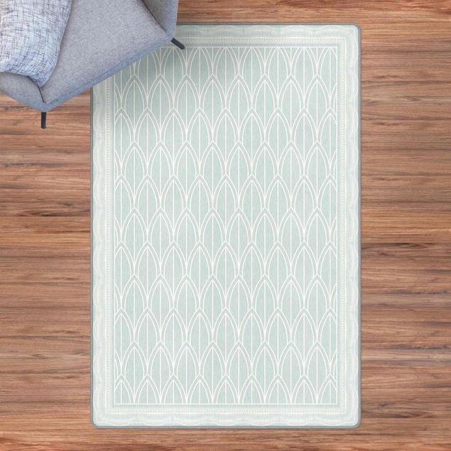 Moderne Teppiche Art Deco Federn Muster mit Bordüre