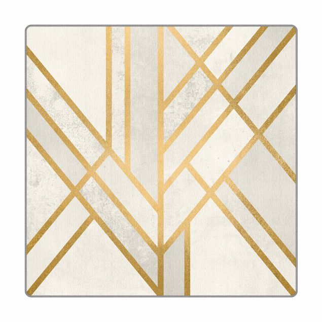 Goldener Teppich Art Deco Geometrie Weiß Gold
