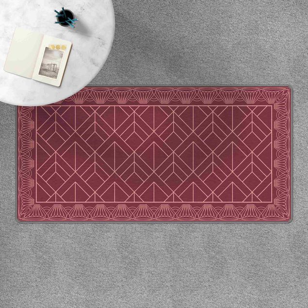 Moderner Teppich Art Deco Schuppen Muster mit Bordüre