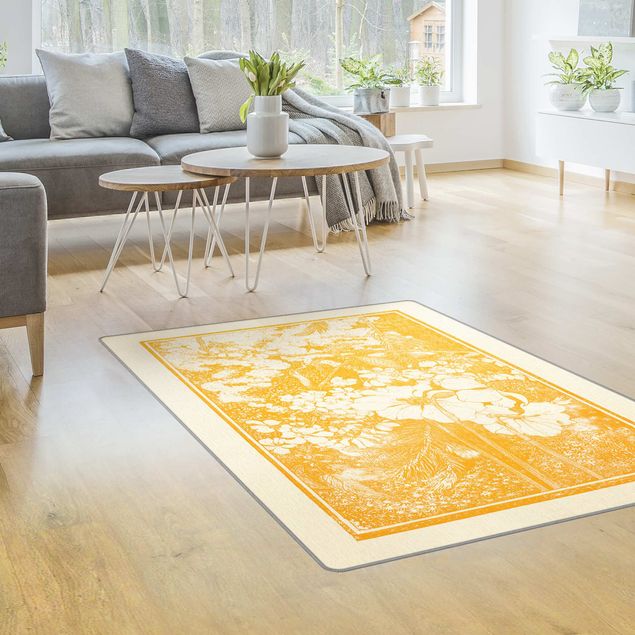 Teppiche Asiatischer Holzschnitt in Gelb