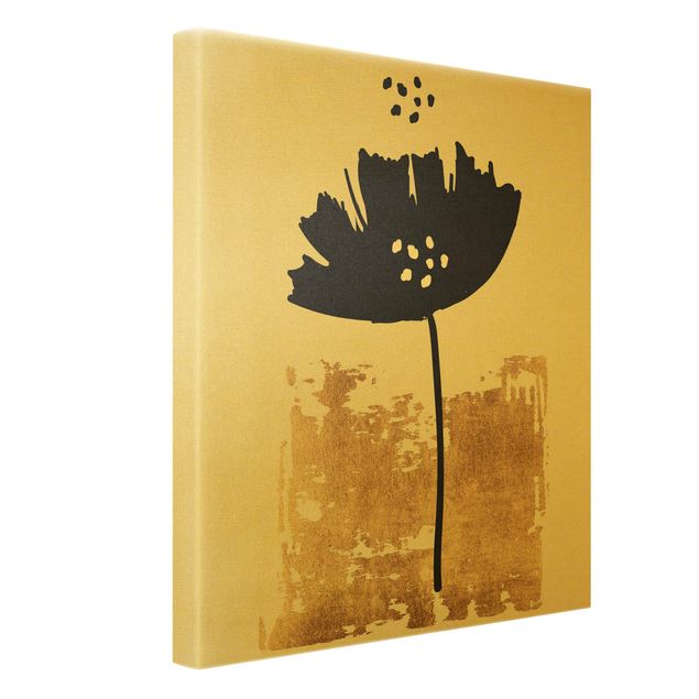 Leinwandbild Gold - Goldene Mohn Blume - Hochformat 3:4