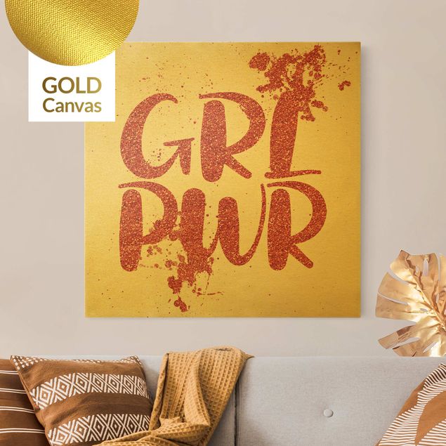 Leinwandbild Gold - Girl Power - Quadrat 1:1
