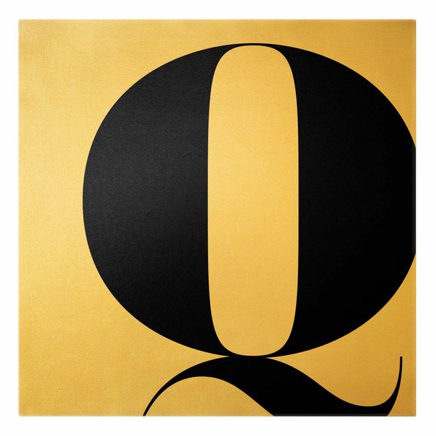 Leinwandbild Gold - Antiqua Letter Q - Quadrat 1:1