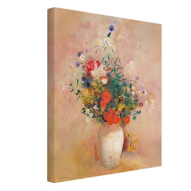Stillleben Leinwand Odilon Redon - Vase mit Blumen (rosenfarbener Hintergrund)
