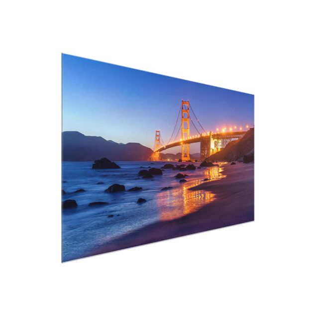 Glasbild - Golden Gate Bridge am Abend - Querformat 3:2