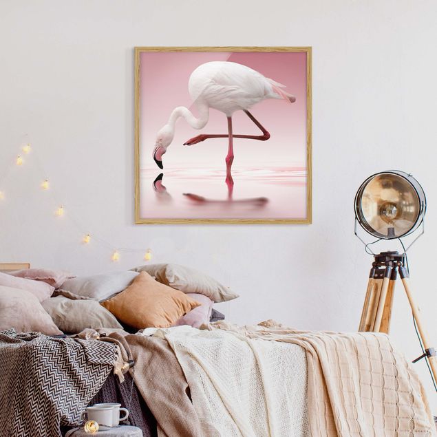 Wandbilder mit Rahmen Flamingo Dance