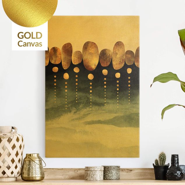 Leinwandbild Gold - Abstrakte goldene Steine - Hochformat 2:3