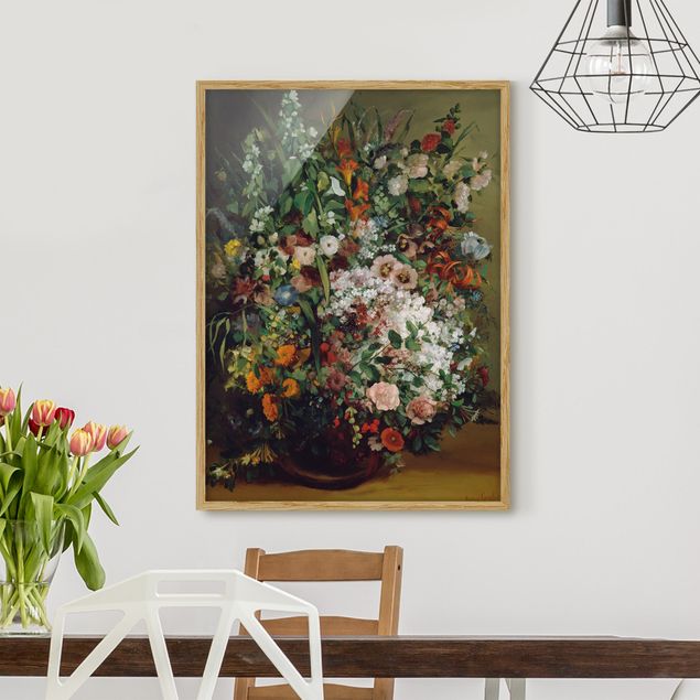 Blumen Bilder mit Rahmen Gustave Courbet - Blumenstrauß in Vase