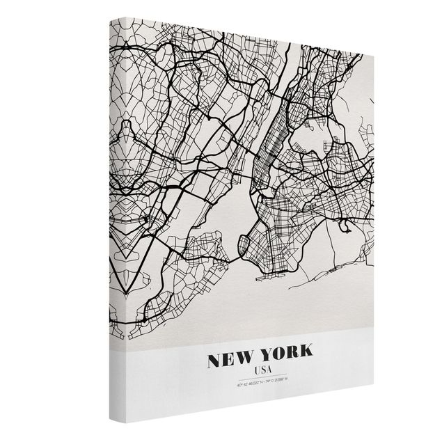 Leinwand Weltkarte Stadtplan New York - Klassik
