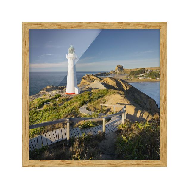 Bild mit Rahmen - Castle Point Leuchtturm Neuseeland - Quadrat 1:1