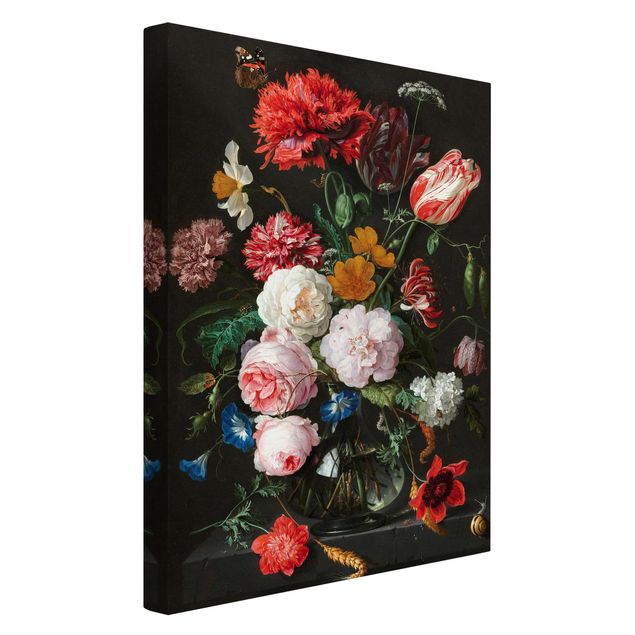 Leinwand Kunstdruck Jan Davidsz de Heem - Stillleben mit Blumen in einer Glasvase