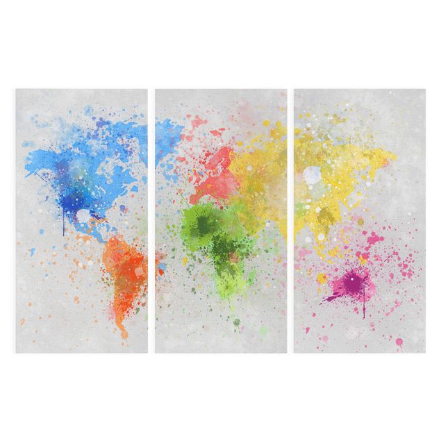 Schöne Wandbilder Bunte Farbspritzer Weltkarte