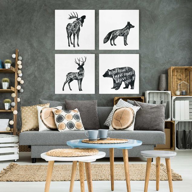 Wandbilder Tiere Tiere mit Weisheit Set I