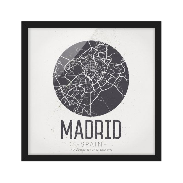 Bilder für die Wand Stadtplan Madrid - Retro
