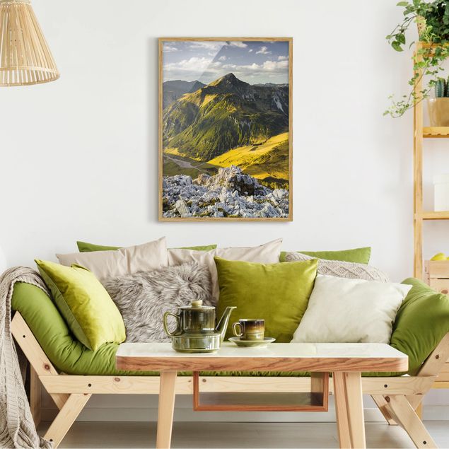 Bilder mit Rahmen Berge und Tal der Lechtaler Alpen in Tirol