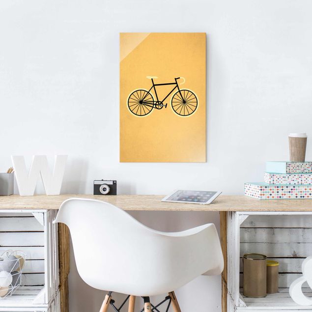 Glas Wandbilder Fahrrad in Gelb