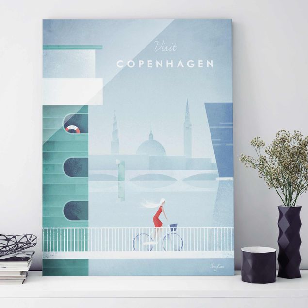 Wandbilder Glas XXL Reiseposter - Kopenhagen