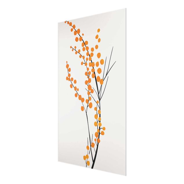 Glasbild - Grafische Pflanzenwelt - Beeren Orange - Hochformat 3:2