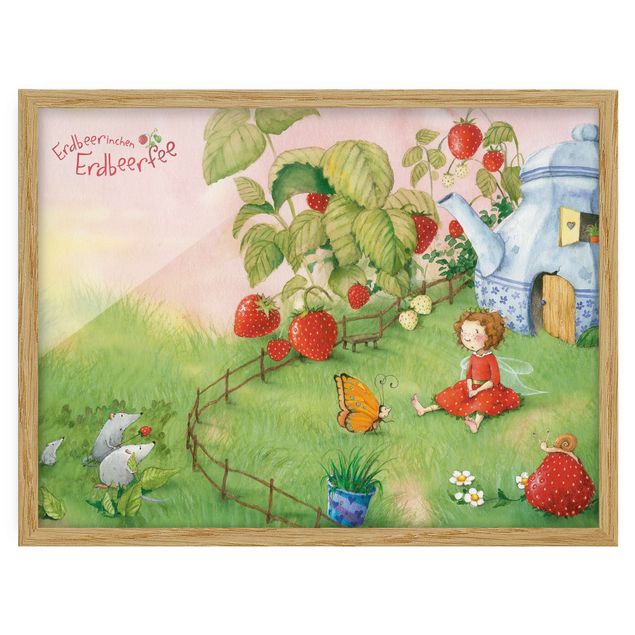 Bild mit Rahmen - Erdbeerinchen Erdbeerfee - Im Garten - Querformat 3:4