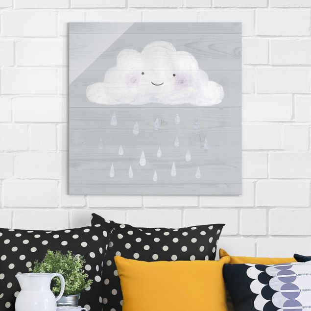 Bilder für die Wand Wolke mit silbernen Regentropfen