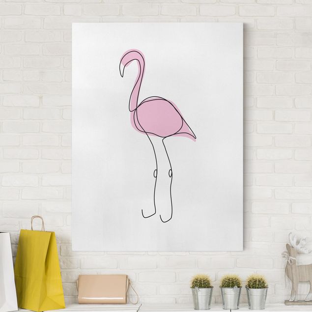 Schöne Leinwandbilder Flamingo Line Art