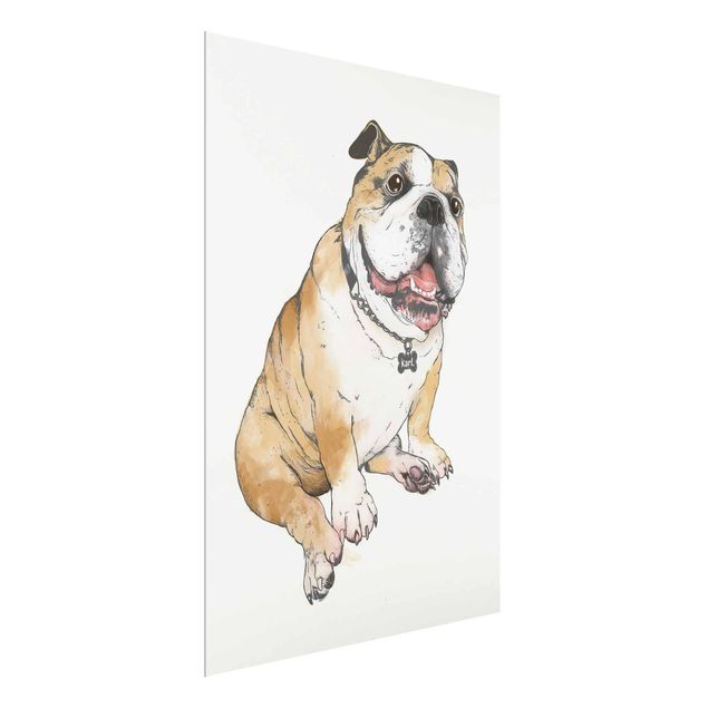 Glasbilder Tiere Illustration Hund Bulldogge Malerei