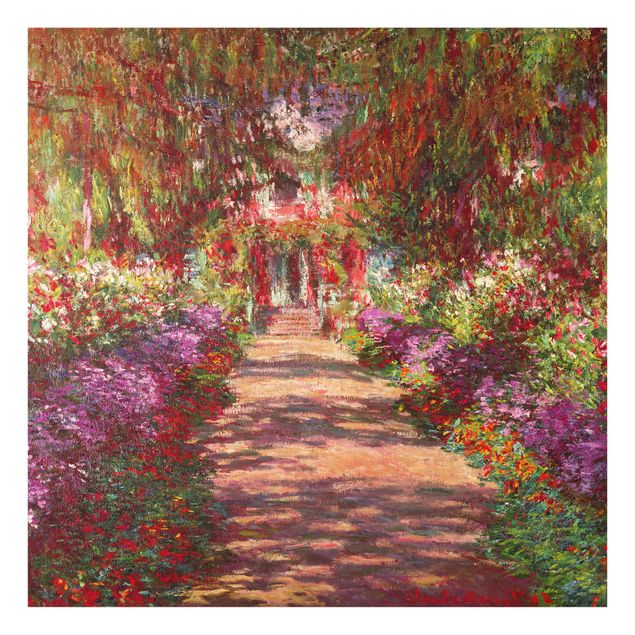 Glasbild Natur Claude Monet - Weg in Monets Garten in Giverny