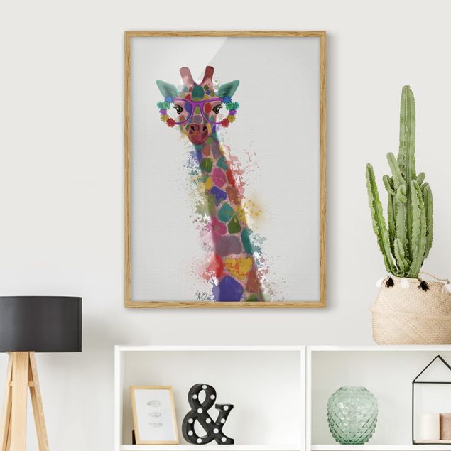Wandbilder Tiere Regenbogen Splash Giraffe