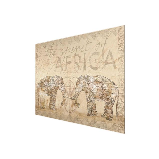 Glas Wandbilder Vintage Collage - Spirit of Africa
