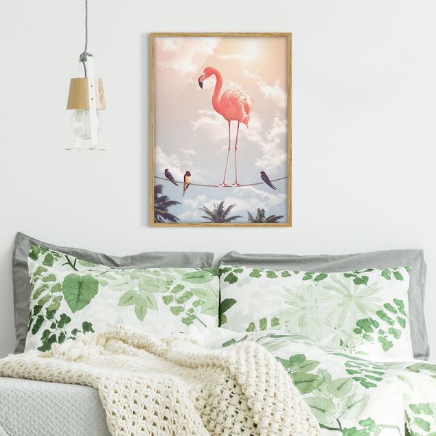 Gerahmte Bilder Natur Himmel mit Flamingo
