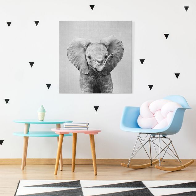 Wandbilder Tiere Baby Elefant Elsa Schwarz Weiß