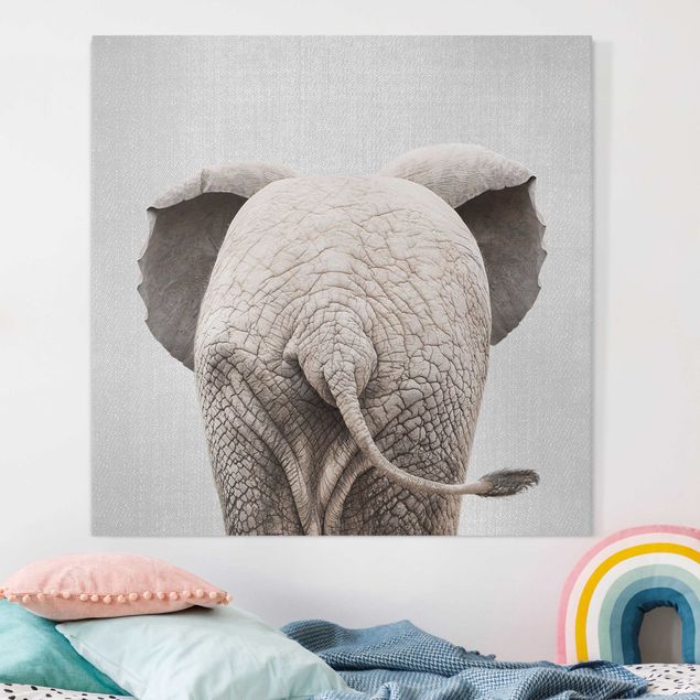 Leinwandbilder XXL Baby Elefant von hinten