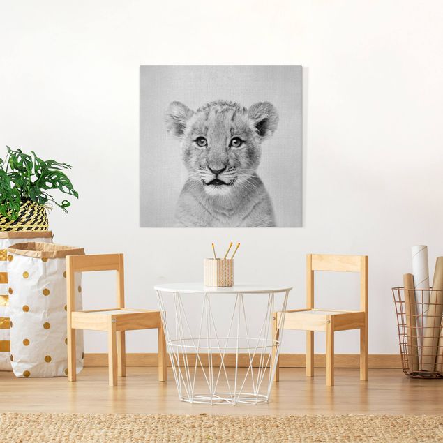 Wandbilder Tiere Baby Löwe Luca Schwarz Weiß