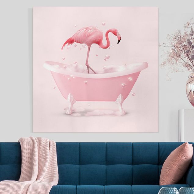 Wandbilder XXL Badewannen Flamingo