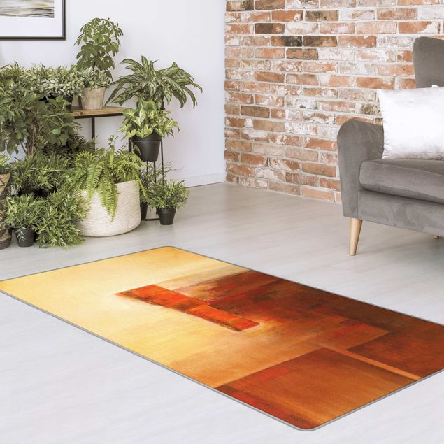 Teppich abstrakt Balance Orange Braun