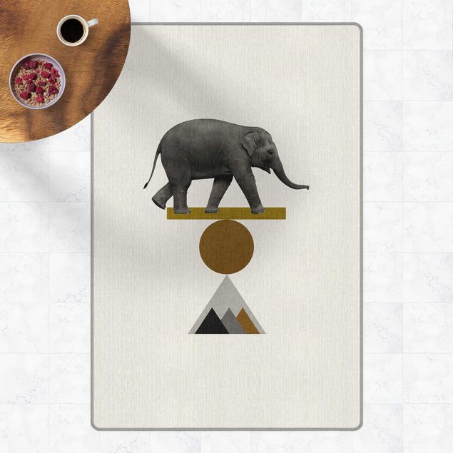 Moderner Teppich Balancekunst Elefant
