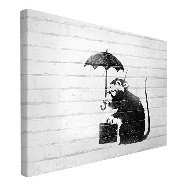 Leinwandbilder Wohnzimmer modern Ratte mit Regenschirm - Brandalised ft. Graffiti by Banksy