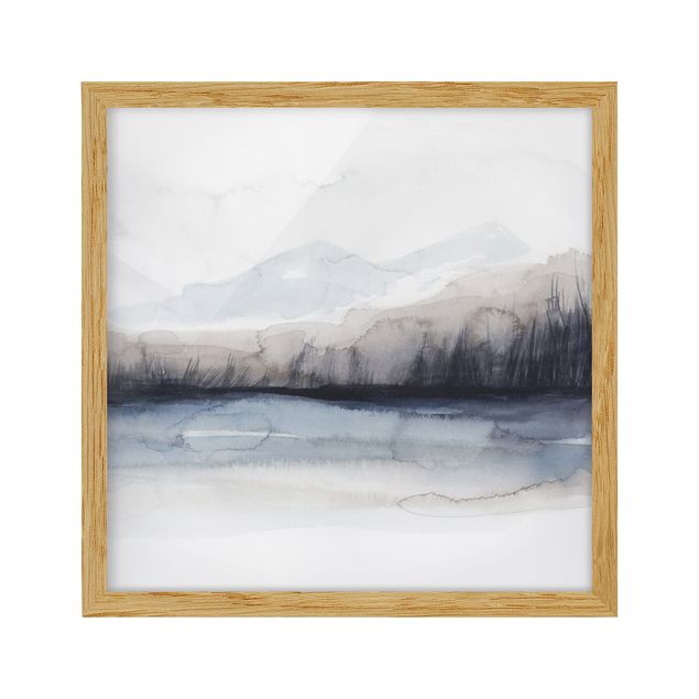 Kunstdruck Bilder mit Rahmen Seeufer mit Bergen I