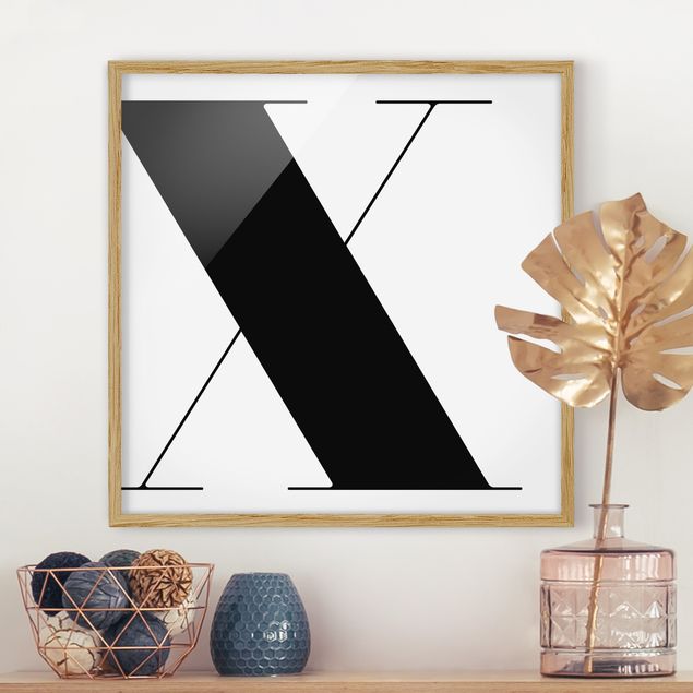 Schwarz-Weiß Bilder mit Rahmen Antiqua Letter X