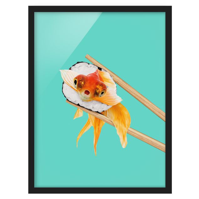 Bild mit Rahmen - Jonas Loose - Sushi mit Goldfisch - Hochformat 4:3