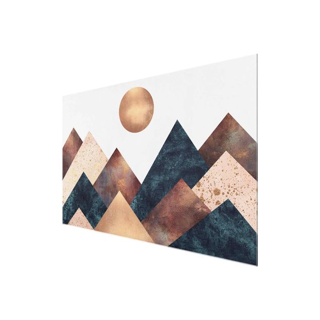 Schöne Wandbilder Geometrische Berge Bronze
