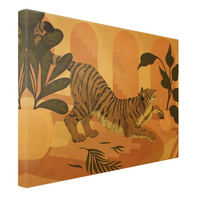 Schöne Wandbilder Illustration Tiger in Pastell Rosa Malerei
