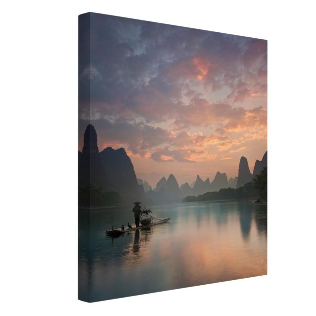 Leinwandbilder Wohnzimmer modern Sonnenaufgang über chinesischem Fluss