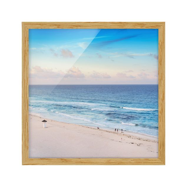Bild mit Rahmen - Cancun Ozean Sonnenuntergang - Quadrat 1:1