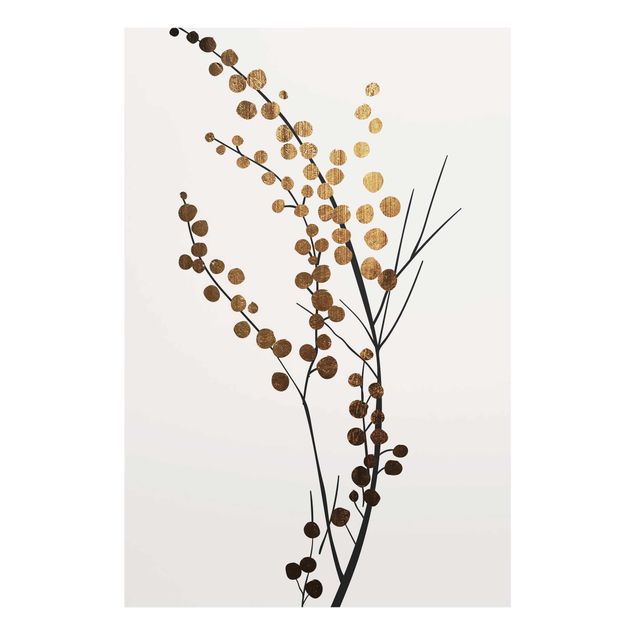 Bilder auf Glas Grafische Pflanzenwelt - Beeren Gold