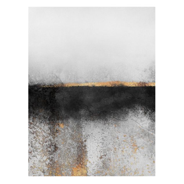 Leinwandbilder Schwarz-Weiß Abstrakter Goldener Horizont Schwarz Weiß