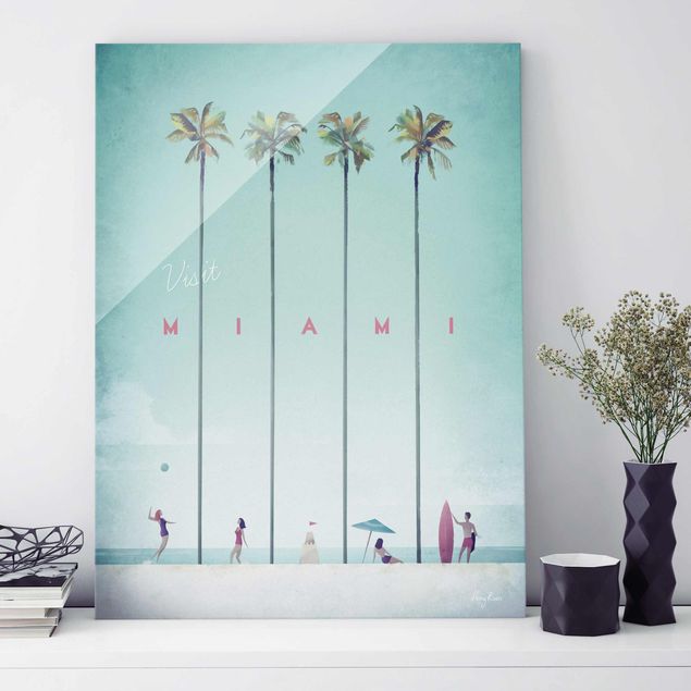 Glasbild Karibik Reiseposter - Miami