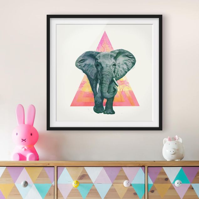 Bilder für die Wand Illustration Elefant vor Dreieck Malerei