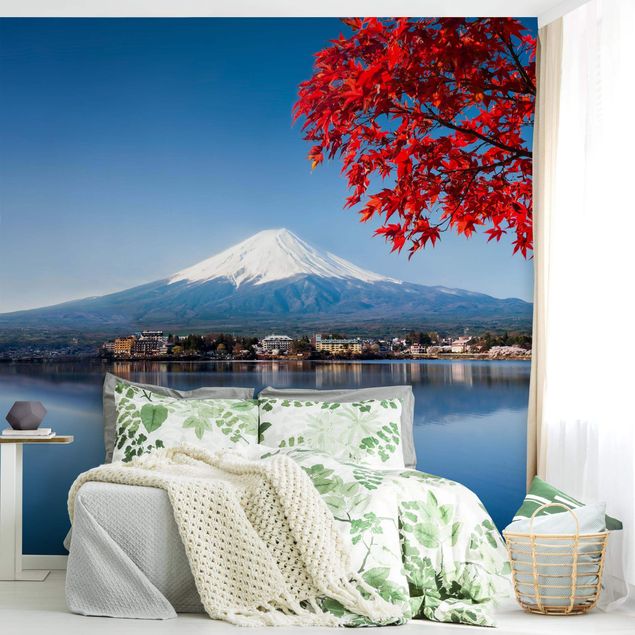 Skyline Tapete Berg Fuji im Herbst