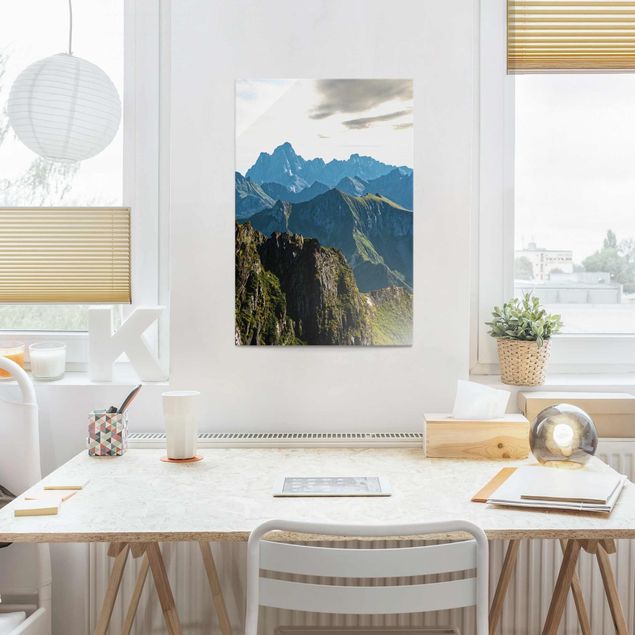 Glasbilder Natur Berge auf den Lofoten